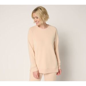 Maya J Women's Top Plus Sz 1X ScubaLuxe Raglan Crew Sweatshirt Pink A717377